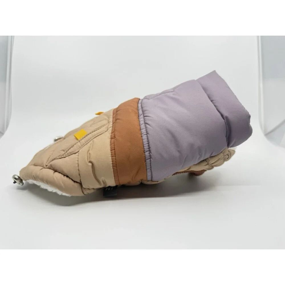 GF Pet Summit Puffer Fleece Lining Jacket Dog Cat Leash Hole Purple Tan Brown XS